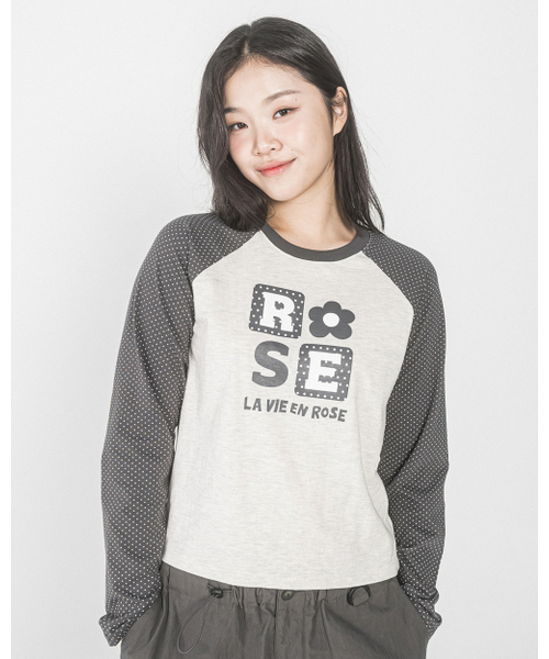 HAVISM(ヘビズム)の「DOT ROSE RAGLAN L/S TEE(CHARCOAL)(Tシャツ/カットソー・レディース・その他・ONE SIZE)」の2枚目の写真