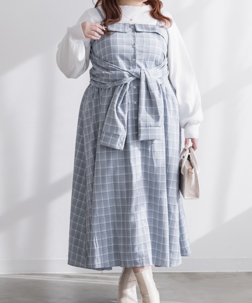 CLETTE(クレット)の「CLETTEオリジナルシャツディテールキャミワンピース(ワンピース・レディース・ブラック/ブルー/バーガンディー・4L/3L/LL)」の3枚目の写真