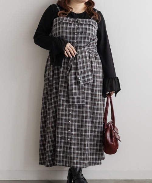 CLETTE(クレット)の「CLETTEオリジナルシャツディテールキャミワンピース(ワンピース・レディース・ブラック/ブルー/バーガンディー・4L/3L/LL)」の2枚目の写真