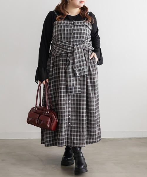 CLETTE(クレット)の「CLETTEオリジナルシャツディテールキャミワンピース(ワンピース・レディース・ブラック/ブルー/バーガンディー・4L/3L/LL)」の5枚目の写真