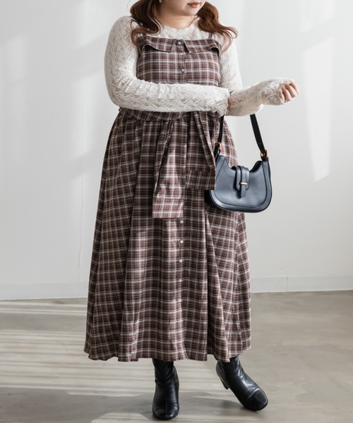 CLETTE(クレット)の「CLETTEオリジナルシャツディテールキャミワンピース(ワンピース・レディース・ブラック/ブルー/バーガンディー・4L/3L/LL)」の10枚目の写真