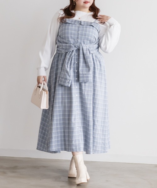 CLETTE(クレット)の「CLETTEオリジナルシャツディテールキャミワンピース(ワンピース・レディース・ブラック/ブルー/バーガンディー・4L/3L/LL)」の8枚目の写真
