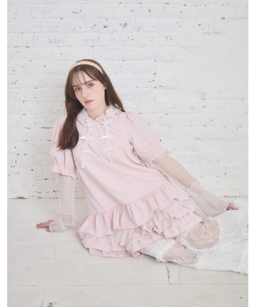 Lolime by mellfy memory(ロリミー バイ メルフィーメモリー)の「hooded frill ruffle mini dress(ワンピース・レディース・ブルー/ピンク・M/LL)」の3枚目の写真