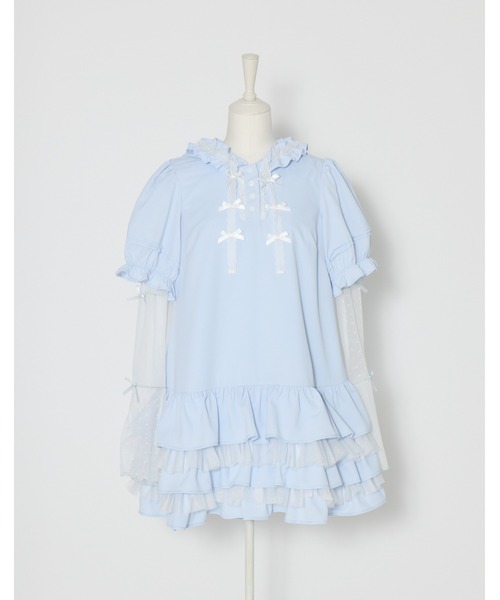 Lolime by mellfy memory(ロリミー バイ メルフィーメモリー)の「hooded frill ruffle mini dress(ワンピース・レディース・ブルー/ピンク・M/LL)」の11枚目の写真