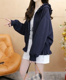 CHUL（チュル）の「フリルフードショートパーカー（パーカー）」