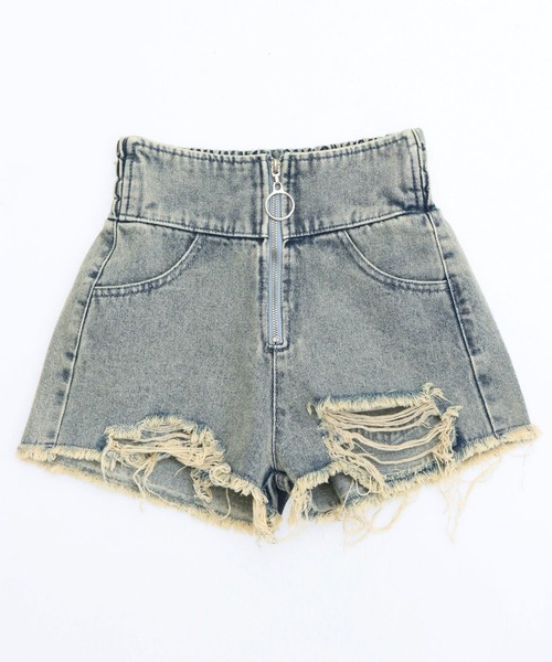 ANAP kids（アナップキッズ）の「ハイウエスト ジップ クラッシュ ショートパンツ（デニムパンツ・キッズ・ブルー/ブラック・120/130/110）」の8枚目の写真