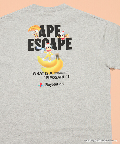 Лимитированная коллекция Big Sleeve Backprint, клаш‑принт, черная футболка PlayStation / Salvage / APE ESCAPE