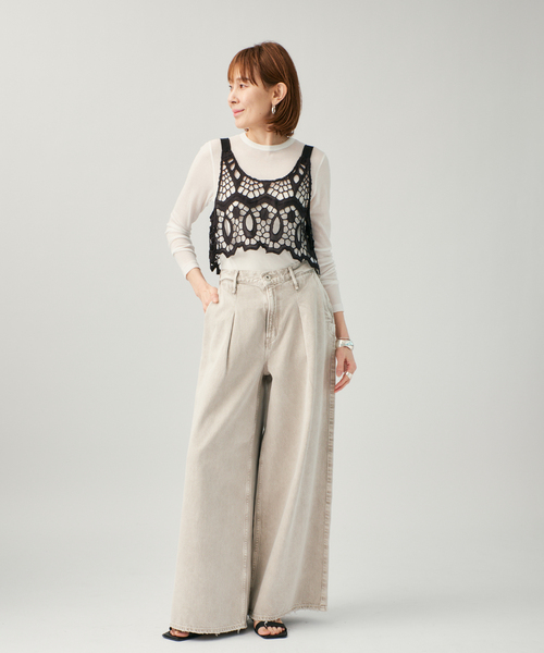 VERMEIL par iena（ヴェルメイユパーイエナ）の「MATOKAMATOKA マトカマトカ カットワークレースキャミ 3861401004（シャツ/ブラウス・レディース・ブラック・FREE）」の2枚目の写真