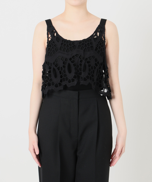 VERMEIL par iena（ヴェルメイユパーイエナ）の「MATOKAMATOKA マトカマトカ カットワークレースキャミ 3861401004（シャツ/ブラウス・レディース・ブラック・FREE）」の6枚目の写真