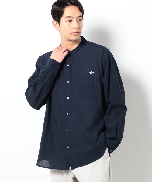 BROOKLYN OVERALL（ブルックリンオーバーオール）の「BROOKLYN OVERALL テクスチャーチェック バンドカラーシャツ（シャツ/ブラウス・メンズ・オフホワイト/ライトグレー/ネイビー/ブラック・M/L）」の4枚目の写真