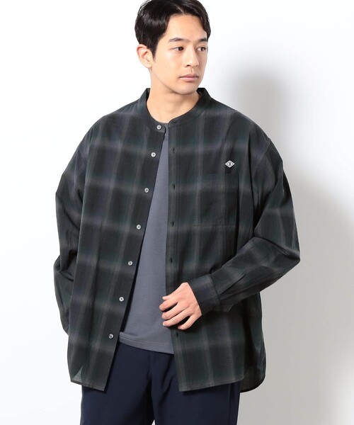 BROOKLYN OVERALL（ブルックリンオーバーオール）の「BROOKLYN OVERALL テクスチャーチェック バンドカラーシャツ（シャツ/ブラウス・メンズ・オフホワイト/ライトグレー/ネイビー/ブラック・M/L）」の2枚目の写真