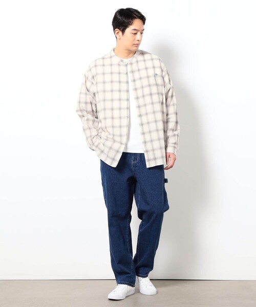 BROOKLYN OVERALL（ブルックリンオーバーオール）の「BROOKLYN OVERALL テクスチャーチェック バンドカラーシャツ（シャツ/ブラウス・メンズ・オフホワイト/ライトグレー/ネイビー/ブラック・M/L）」の5枚目の写真