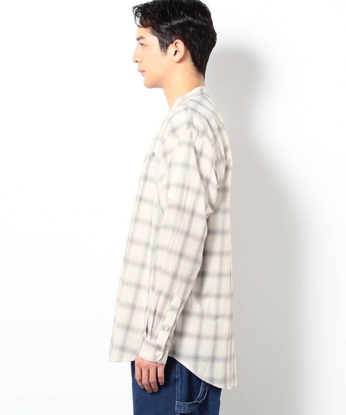 BROOKLYN OVERALL（ブルックリンオーバーオール）の「BROOKLYN OVERALL テクスチャーチェック バンドカラーシャツ（シャツ/ブラウス・メンズ・オフホワイト/ライトグレー/ネイビー/ブラック・M/L）」の7枚目の写真