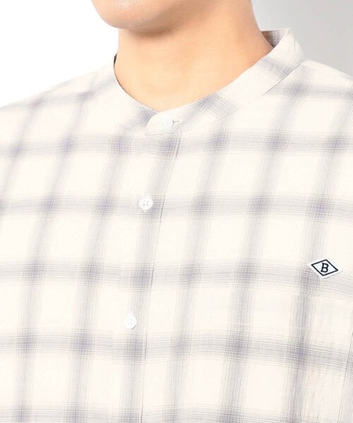 BROOKLYN OVERALL（ブルックリンオーバーオール）の「BROOKLYN OVERALL テクスチャーチェック バンドカラーシャツ（シャツ/ブラウス・メンズ・オフホワイト/ライトグレー/ネイビー/ブラック・M/L）」の8枚目の写真