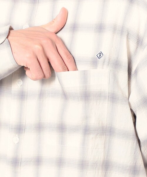 BROOKLYN OVERALL（ブルックリンオーバーオール）の「BROOKLYN OVERALL テクスチャーチェック バンドカラーシャツ（シャツ/ブラウス・メンズ・オフホワイト/ライトグレー/ネイビー/ブラック・M/L）」の9枚目の写真