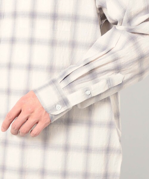 BROOKLYN OVERALL（ブルックリンオーバーオール）の「BROOKLYN OVERALL テクスチャーチェック バンドカラーシャツ（シャツ/ブラウス・メンズ・オフホワイト/ライトグレー/ネイビー/ブラック・M/L）」の10枚目の写真