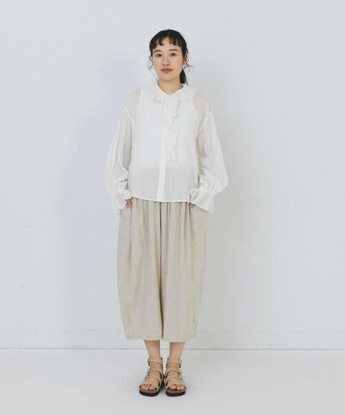 conges payes ADIEU TRISTESSE（コンジェ ペイエ アデュートリステス）の「【FAVE】シャーリングワイドサンエルパンツ（その他パンツ・レディース・グレー系その他/ネイビー/キナリ/ブルー系その他/インディゴブルー・38）」の12枚目の写真