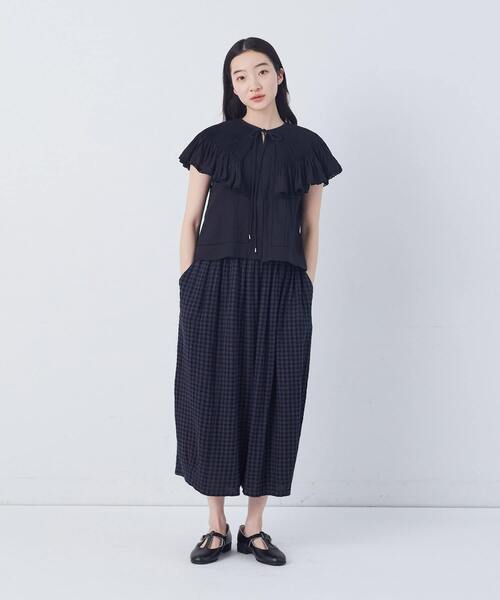 conges payes ADIEU TRISTESSE（コンジェ ペイエ アデュートリステス）の「【FAVE】シャーリングワイドサンエルパンツ（その他パンツ・レディース・グレー系その他/ネイビー/キナリ/ブルー系その他/インディゴブルー・38）」の16枚目の写真