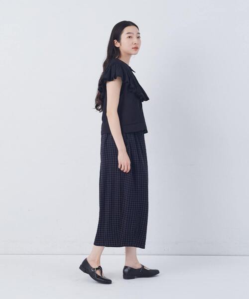 conges payes ADIEU TRISTESSE（コンジェ ペイエ アデュートリステス）の「【FAVE】シャーリングワイドサンエルパンツ（その他パンツ・レディース・グレー系その他/ネイビー/キナリ/ブルー系その他/インディゴブルー・38）」の17枚目の写真