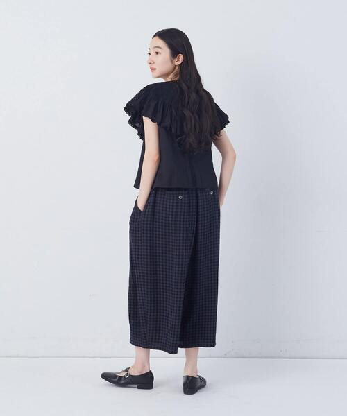 conges payes ADIEU TRISTESSE（コンジェ ペイエ アデュートリステス）の「【FAVE】シャーリングワイドサンエルパンツ（その他パンツ・レディース・グレー系その他/ネイビー/キナリ/ブルー系その他/インディゴブルー・38）」の18枚目の写真