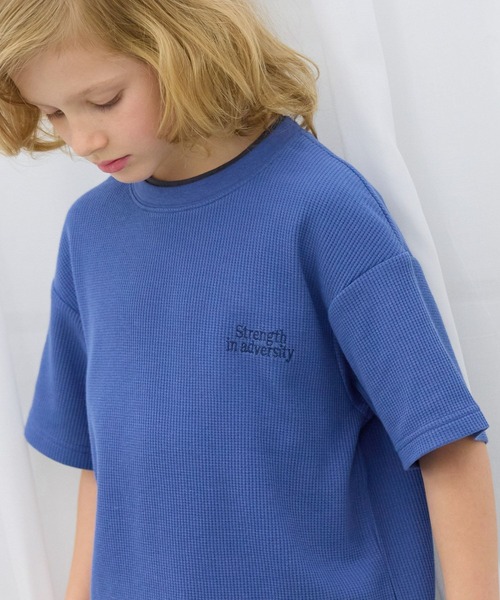 GLOBAL WORK(グローバルワーク)の「ヘビロッTEEワッフル半袖T/656381(Tシャツ/カットソー・キッズ・ブルー/チャコールグレー/ライトグレー・150cm/130cm/140cm/160cm)」の3枚目の写真