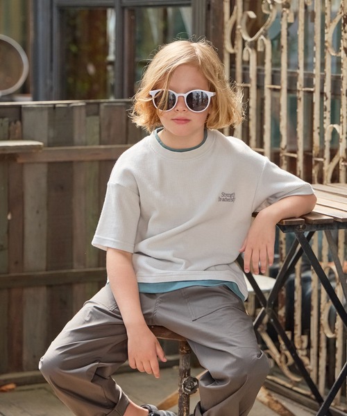 GLOBAL WORK(グローバルワーク)の「ヘビロッTEEワッフル半袖T/656381(Tシャツ/カットソー・キッズ・ブルー/チャコールグレー/ライトグレー・150cm/130cm/140cm/160cm)」の1枚目の写真