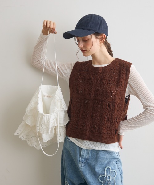 Crisp（クリスプ）の「フリルティアードトートバッグ（トートバッグ・レディース・ホワイト/ブラック・FREE）」の11枚目の写真