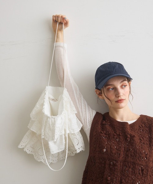 Crisp（クリスプ）の「フリルティアードトートバッグ（トートバッグ・レディース・ホワイト/ブラック・FREE）」の10枚目の写真