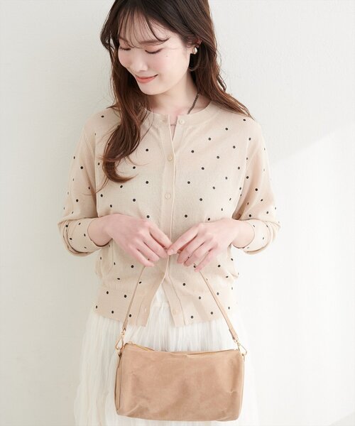 natural couture（ナチュラルクチュール）の「ドットシアーカーディガン（カーディガン/ボレロ・レディース・ベージュ/チャコールグレー/グレー/オフホワイト/ブラック・FREE）」の5枚目の写真