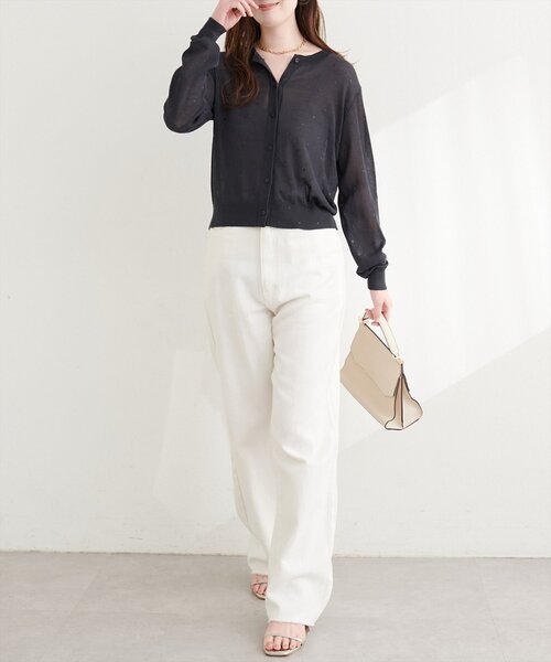 natural couture（ナチュラルクチュール）の「ドットシアーカーディガン（カーディガン/ボレロ・レディース・ベージュ/チャコールグレー/グレー/オフホワイト/ブラック・FREE）」の22枚目の写真