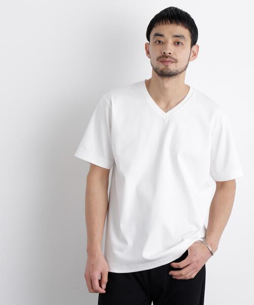 NANO universe(ナノユニバース)の「アンチスメル Vネック Tシャツ 半袖(Tシャツ/カットソー・メンズ・ベージュ系その他4/ブラック/ブラウン/ホワイト/グレー・XL/L/M/S)」の2枚目の写真