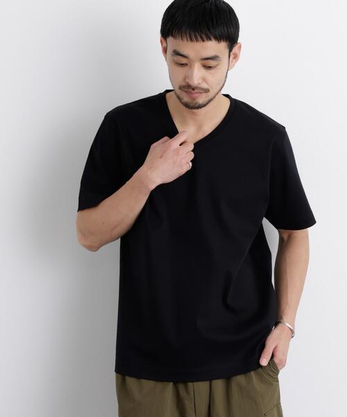NANO universe(ナノユニバース)の「アンチスメル Vネック Tシャツ 半袖(Tシャツ/カットソー・メンズ・ベージュ系その他4/ブラック/ブラウン/ホワイト/グレー・XL/L/M/S)」の6枚目の写真