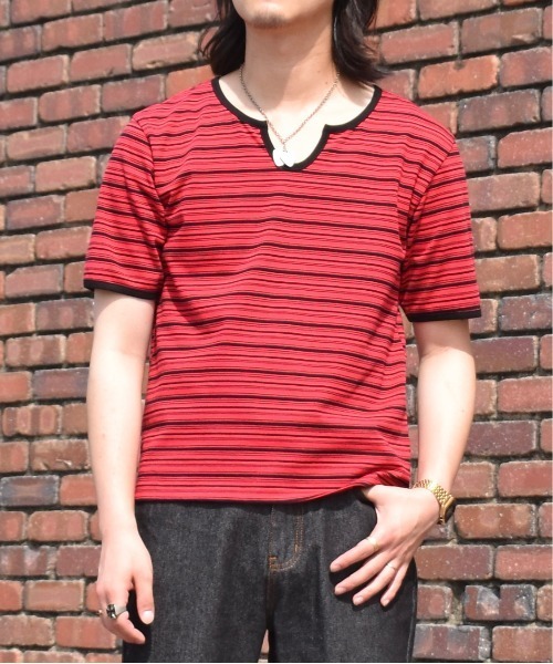 Noen(ノエン)の「オープンネックボーダーT(Tシャツ/カットソー・メンズ・レッド/ブラック/ダークネイビー・X-LARGE/LARGE/MEDIUM)」の11枚目の写真