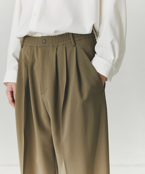 PUBLIC TOKYO（パブリックトウキョウ）の「【セットアップ可】TRIXIONウーリーワイドスラックス /春服/ウォッシャブル/ルーズ/ストレッチ/防シワ（その他パンツ・メンズ・ベージュ/ブラック・1/2）」の15枚目の写真