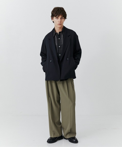 PUBLIC TOKYO(パブリックトウキョウ)の「【セットアップ可】TRIXIONウーリーワイドスラックス /春服/ウォッシャブル/ルーズ/ストレッチ/防シワ(スラックス・メンズ・ベージュ/ブラック/オリーブ・1/2)」の11枚目の写真