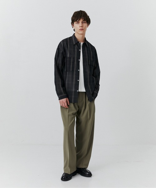 PUBLIC TOKYO(パブリックトウキョウ)の「【セットアップ可】TRIXIONウーリーワイドスラックス /春服/ウォッシャブル/ルーズ/ストレッチ/防シワ(スラックス・メンズ・ベージュ/ブラック/オリーブ・1/2)」の12枚目の写真