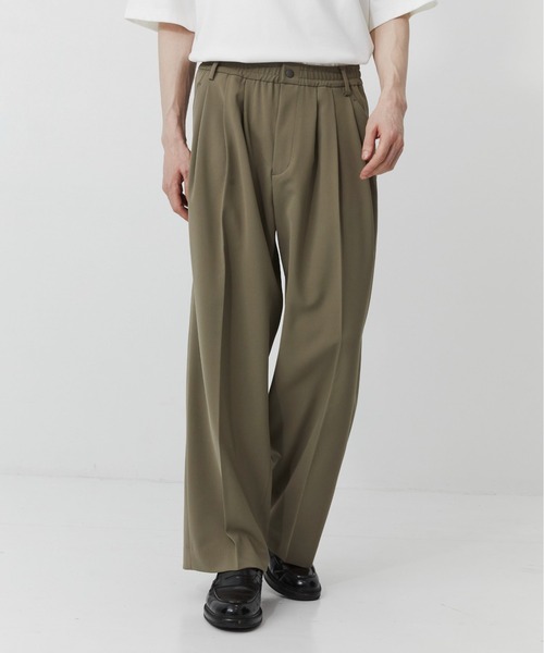 PUBLIC TOKYO(パブリックトウキョウ)の「【セットアップ可】TRIXIONウーリーワイドスラックス /春服/ウォッシャブル/ルーズ/ストレッチ/防シワ(スラックス・メンズ・ベージュ/ブラック/オリーブ・1/2)」の18枚目の写真
