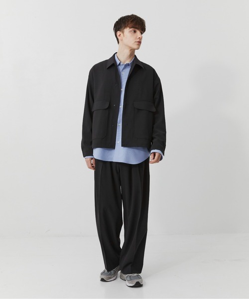 PUBLIC TOKYO(パブリックトウキョウ)の「【セットアップ可】TRIXIONウーリーワイドスラックス /春服/ウォッシャブル/ルーズ/ストレッチ/防シワ(スラックス・メンズ・ベージュ/ブラック/オリーブ・1/2)」の13枚目の写真