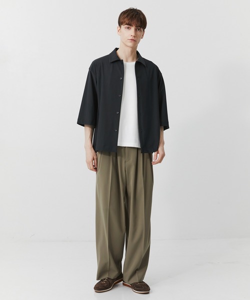 PUBLIC TOKYO(パブリックトウキョウ)の「【セットアップ可】TRIXIONウーリーワイドスラックス /春服/ウォッシャブル/ルーズ/ストレッチ/防シワ(スラックス・メンズ・ベージュ/ブラック/オリーブ・1/2)」の10枚目の写真