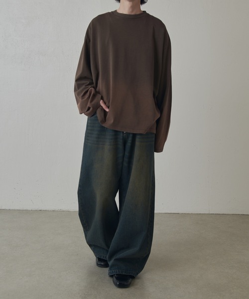 Lui's(ルイス)の「【Neucon】GRADATION BLEACH WIDE LONG-TEE / グラデーションブリーチワイドロンT(Tシャツ/カットソー・メンズ・ブラック/ブラウン・FREE)」の20枚目の写真