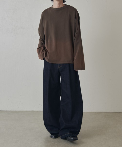 Lui's(ルイス)の「【Neucon】GRADATION BLEACH WIDE LONG-TEE / グラデーションブリーチワイドロンT(Tシャツ/カットソー・メンズ・ブラック/ブラウン・FREE)」の18枚目の写真