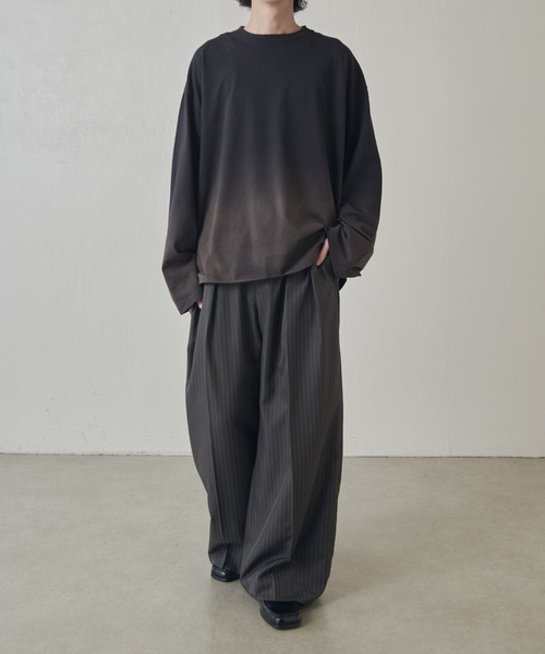 Lui's(ルイス)の「【Neucon】GRADATION BLEACH WIDE LONG-TEE / グラデーションブリーチワイドロンT(Tシャツ/カットソー・メンズ・ブラック/ブラウン・FREE)」の13枚目の写真