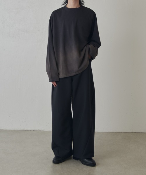 Lui's(ルイス)の「【Neucon】GRADATION BLEACH WIDE LONG-TEE / グラデーションブリーチワイドロンT(Tシャツ/カットソー・メンズ・ブラック/ブラウン・FREE)」の12枚目の写真