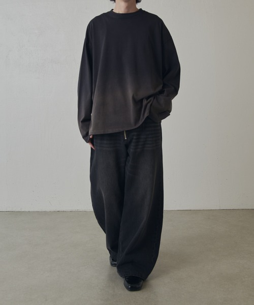 Lui's(ルイス)の「【Neucon】GRADATION BLEACH WIDE LONG-TEE / グラデーションブリーチワイドロンT(Tシャツ/カットソー・メンズ・ブラック/ブラウン・FREE)」の16枚目の写真
