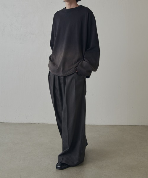 Lui's(ルイス)の「【Neucon】GRADATION BLEACH WIDE LONG-TEE / グラデーションブリーチワイドロンT(Tシャツ/カットソー・メンズ・ブラック/ブラウン・FREE)」の14枚目の写真