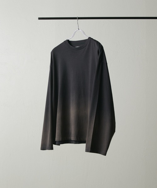 Lui's(ルイス)の「【Neucon】GRADATION BLEACH WIDE LONG-TEE / グラデーションブリーチワイドロンT(Tシャツ/カットソー・メンズ・ブラック/ブラウン・FREE)」の4枚目の写真
