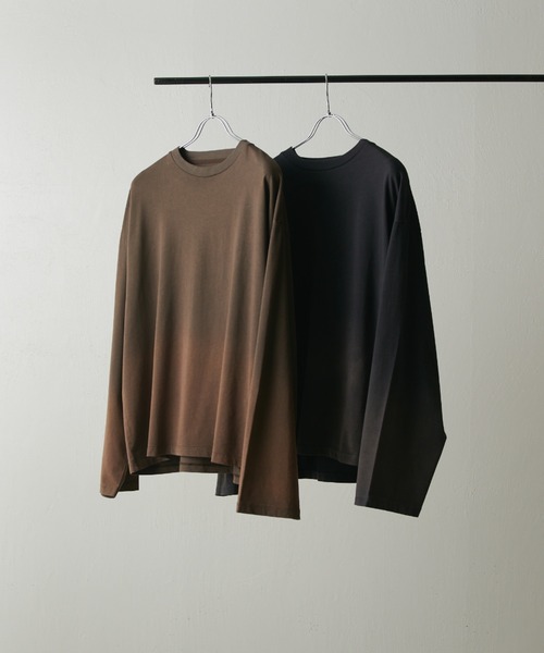 Lui's(ルイス)の「【Neucon】GRADATION BLEACH WIDE LONG-TEE / グラデーションブリーチワイドロンT(Tシャツ/カットソー・メンズ・ブラック/ブラウン・FREE)」の3枚目の写真