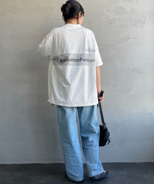 Manhattan Portage（マンハッタンポーテージ）の「【WEB先行予約】[MANHATTAN PORTAGE/マンハッタンポーテージ] 別注 メッシュ切替 バックプリントTシャツ（Tシャツ/カットソー・レディース・ライトベージュ/ブラック/ホワイト・XL/L/M）」の12枚目の写真