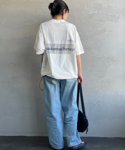 Manhattan Portage（マンハッタンポーテージ）の「【WEB先行予約】[MANHATTAN PORTAGE/マンハッタンポーテージ] 別注 メッシュ切替 バックプリントTシャツ（Tシャツ/カットソー・レディース・ライトベージュ/ブラック/ホワイト・XL/L/M）」の5枚目の写真