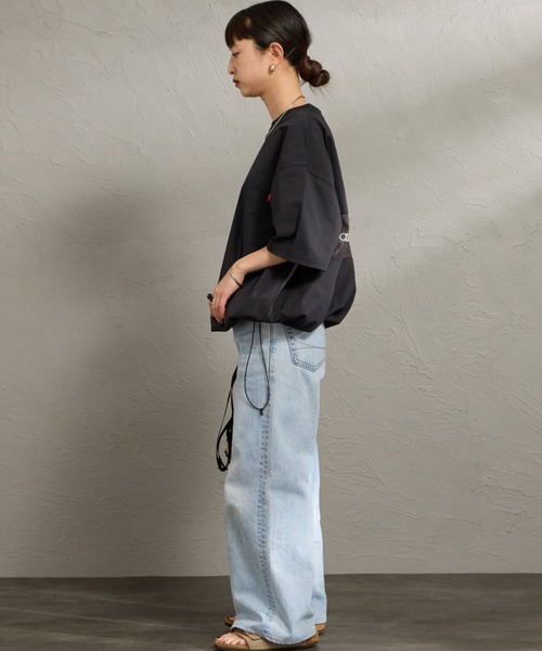 Manhattan Portage（マンハッタンポーテージ）の「【WEB先行予約】[MANHATTAN PORTAGE/マンハッタンポーテージ] 別注 メッシュ切替 バックプリントTシャツ（Tシャツ/カットソー・レディース・ライトベージュ/ブラック/ホワイト・XL/L/M）」の21枚目の写真